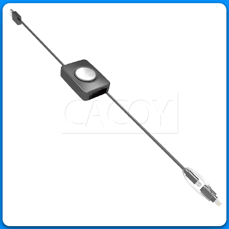 2 in 1 PVC retractable cable for iOS and android device